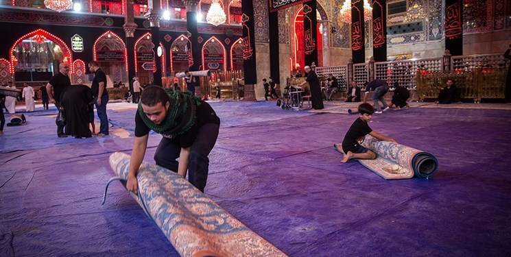 حرم امام حسین (ع) مفروش شد