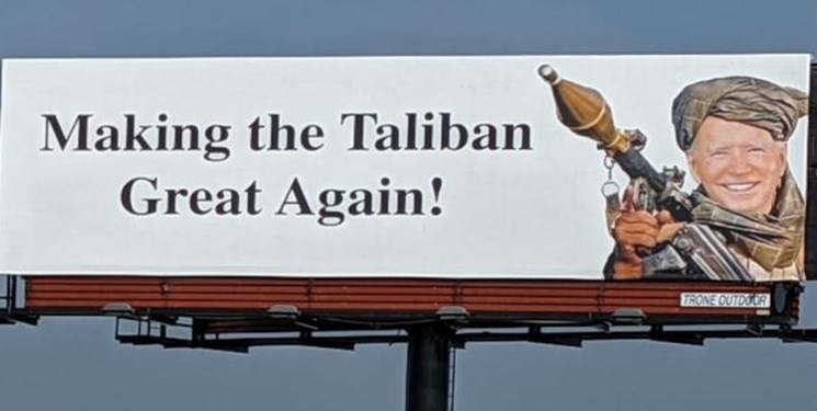 چهره طالبانی بایدن بر بیلبوردهای آمریکا