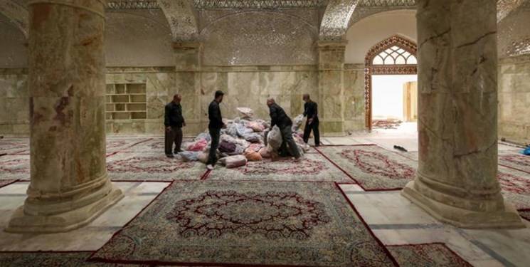 صحن حضرت زهرا(س) در نجف برای پذیرایی از زائران اربعین آماده شد+عکس